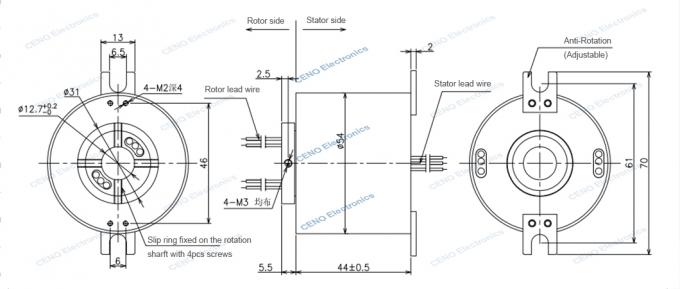 Through Hole Conductive Power Slip Ring Assembly 300 Rpm With Rotary ...
