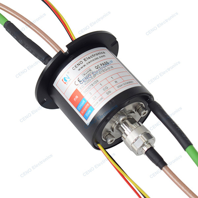 Integrate RF slip ring with power ethernet signal and radio frequency rotary union