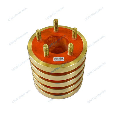 Carbon brush slip ring with 5 circuits 100A current and option for robot