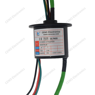 Solid Shaft Slip Ring with 4 Circuits 30A Power and Ethernet Channel for Industrial Rotary Equipment